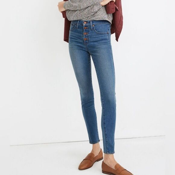 Madewell High-Rise Skinny Jeans Button-Front Size 25 MSRP 135.00 - Picture 1 of 10
